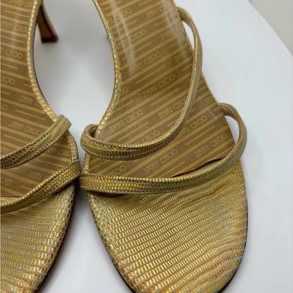 Jimmy Choo Gold Strappy Heels - Picture 6 of 16